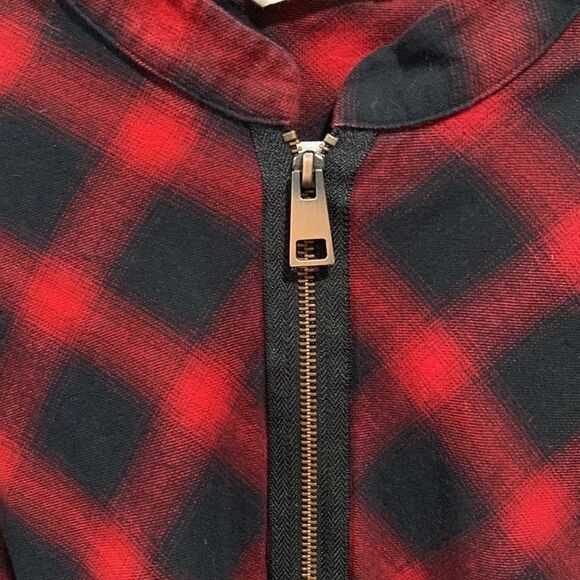 Soft Surroundings Black Red Buffalo Plaid Manchester Flannel Zip Up Tunic- Med - Picture 4 of 7